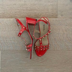 Van Eli Red Patent Leather Gold Studded Heel
